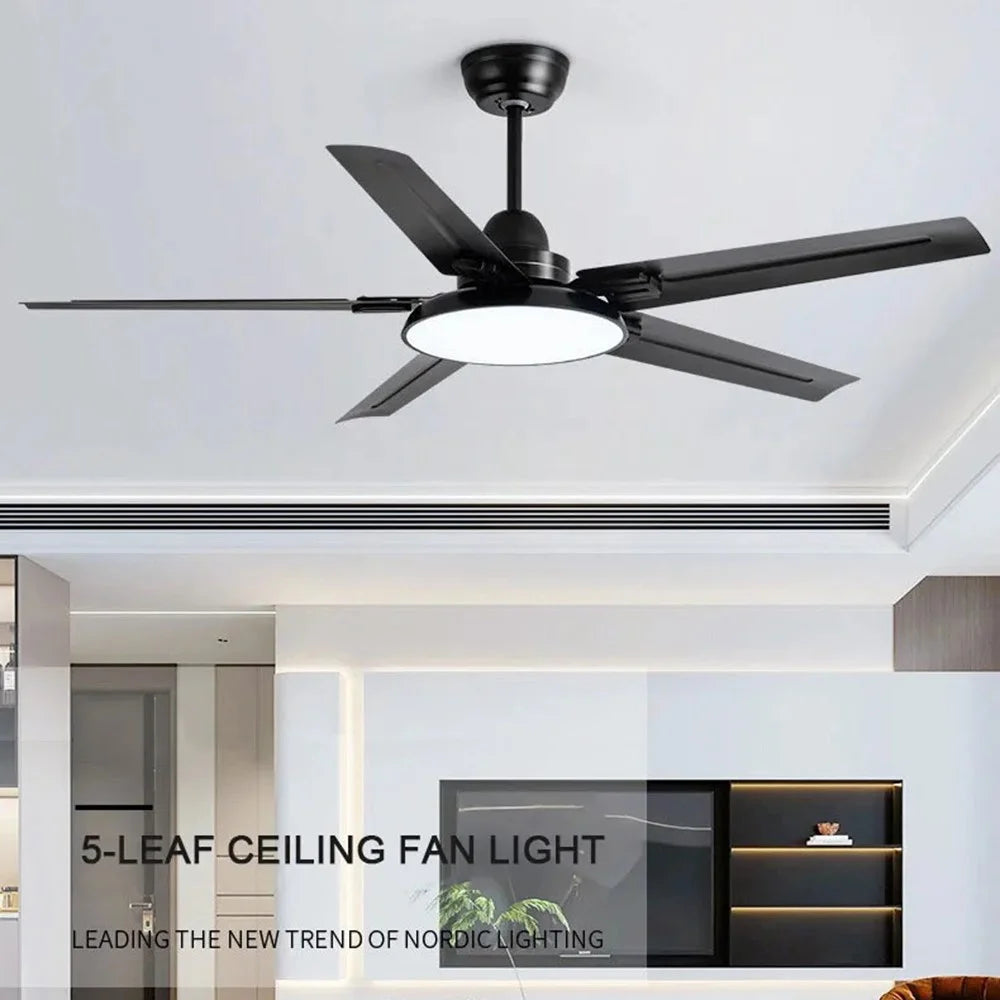 42-inch Integrated Chandelier Iron Blade Ceiling Fan Lamp with Remote Control and Wall Control - Black - 3