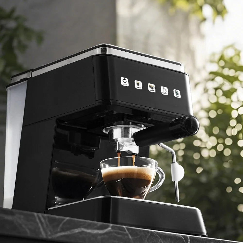 15.L Water Tank Semi-Automatic Concentrated Extraction Coffee Machine Touch Control Espresso Machine, EU Plug - Black - 3