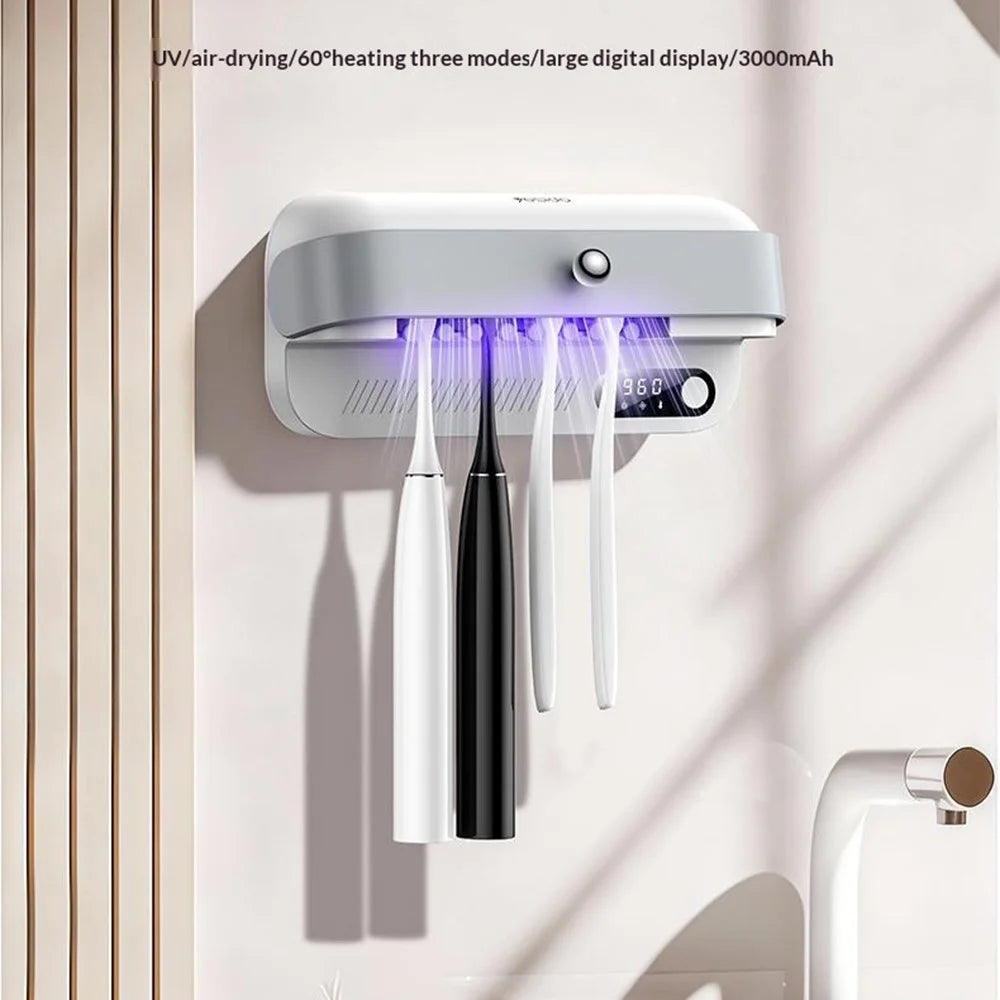 YESIDO MG32 UV Toothbrush Sterilizer Dryer Holder 4 Slots Wall Mount Digital Display Storage Sterilization Box for Bathroom - 6