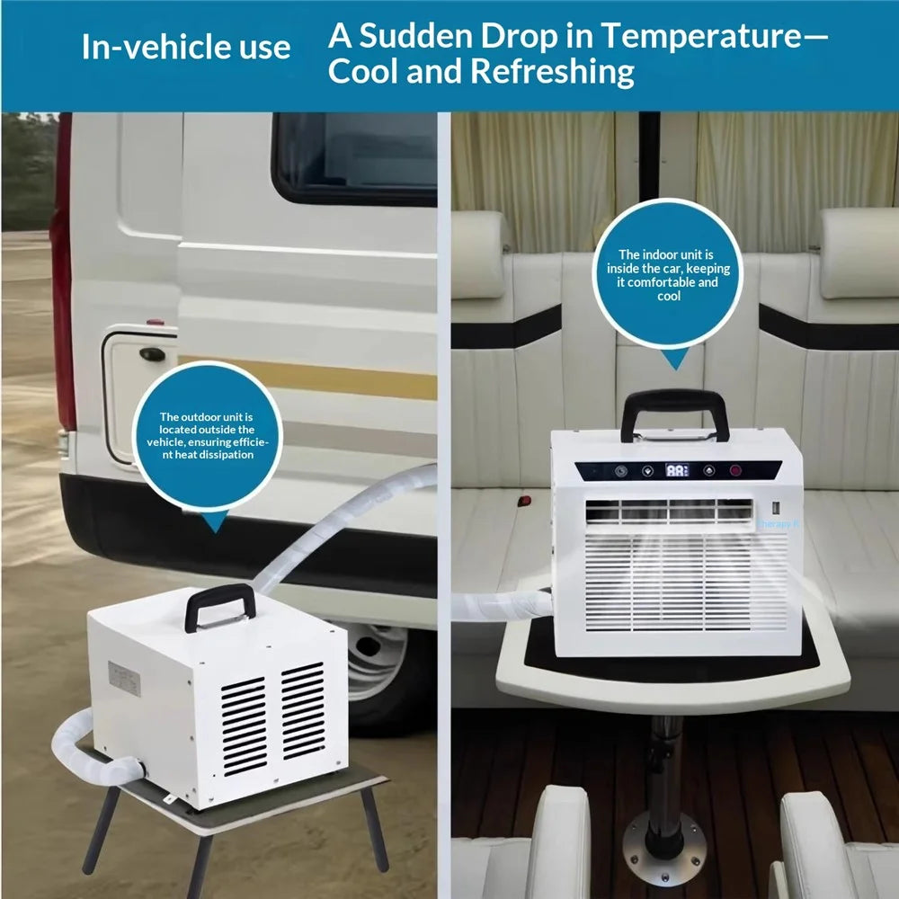 Portable Split Air Conditioner with 2m Connecting Hose 1300W 3000BTU Mini AC Unit for Camping RV Car, EU Plug - White - 3