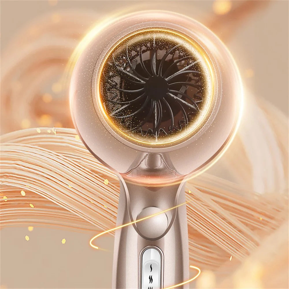 2000W High Power Hair Dryer Blue Light Care Negative Ion Quick Drying Hair Styling Tool, EU Plug - Gold - 6