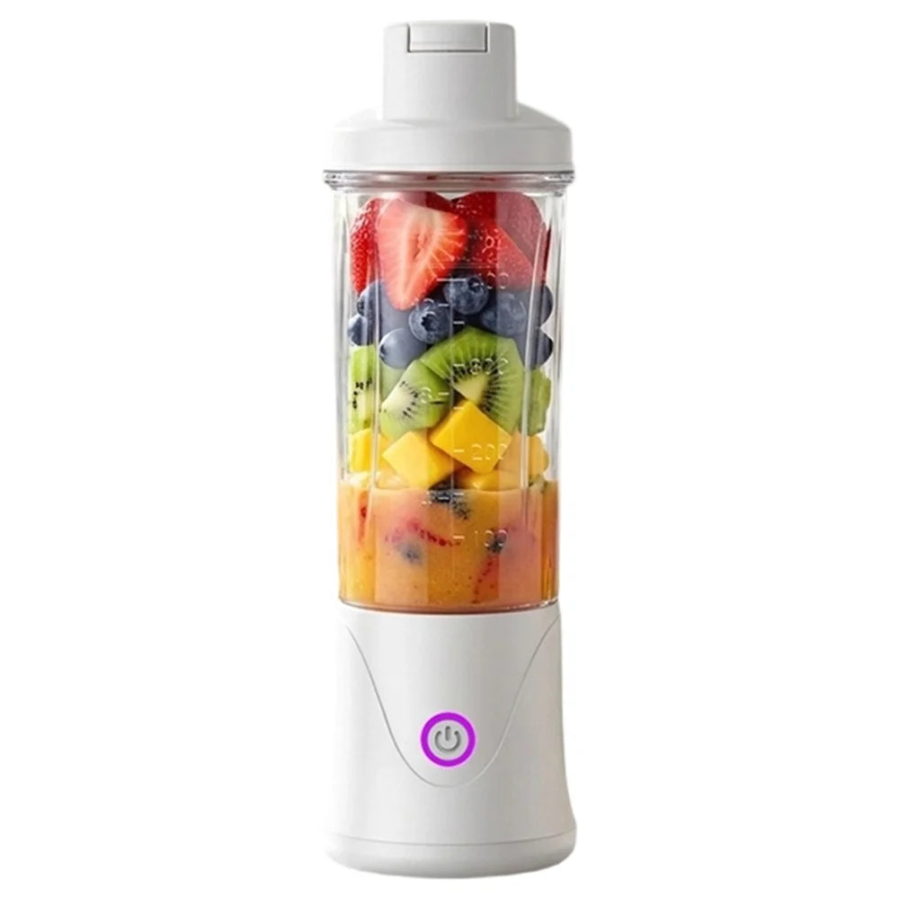 BDL-010 3.7V Rechargeable 450ml 12-Blade Wireless Portable Juicer Cup 2 in 1 Sports Water Bottle (BPA Free, No FDA) - White - 1