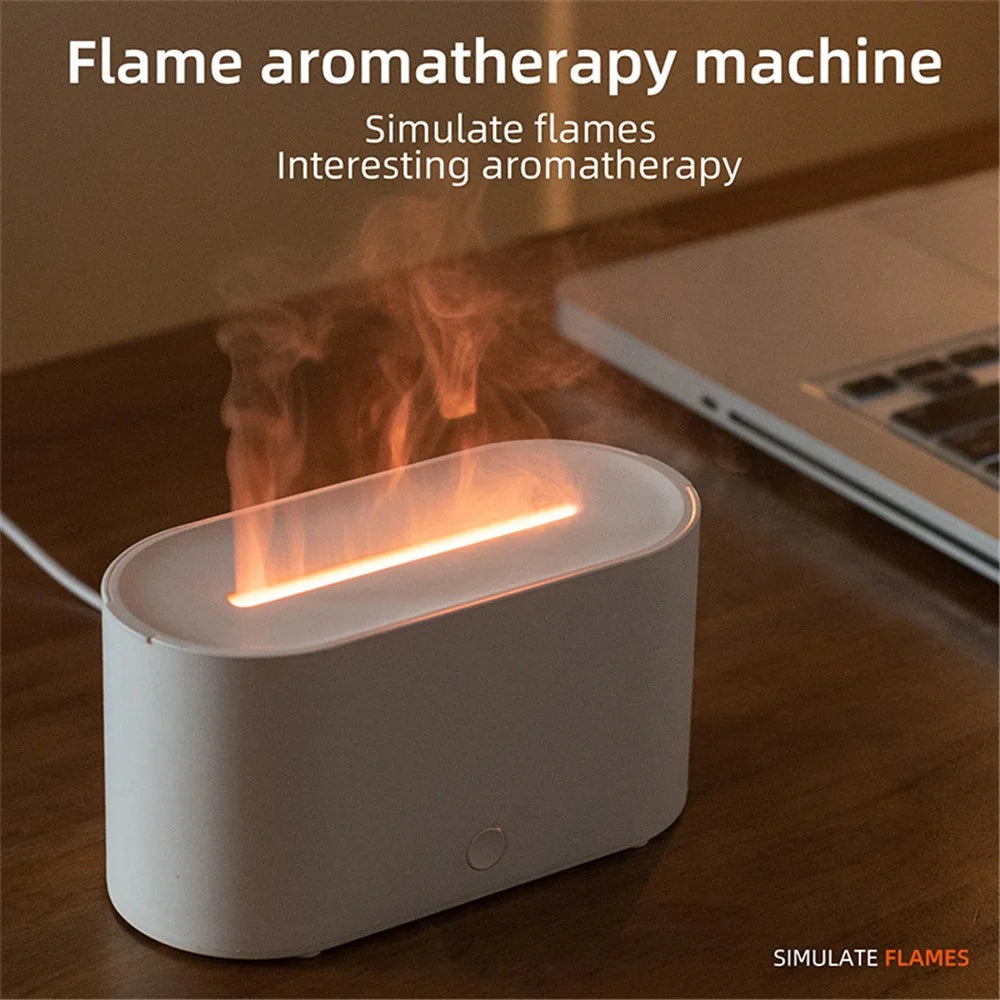 HY02 Flame Aroma Diffuser Mini Humidifier with Colorful Breathing Light - White - 2