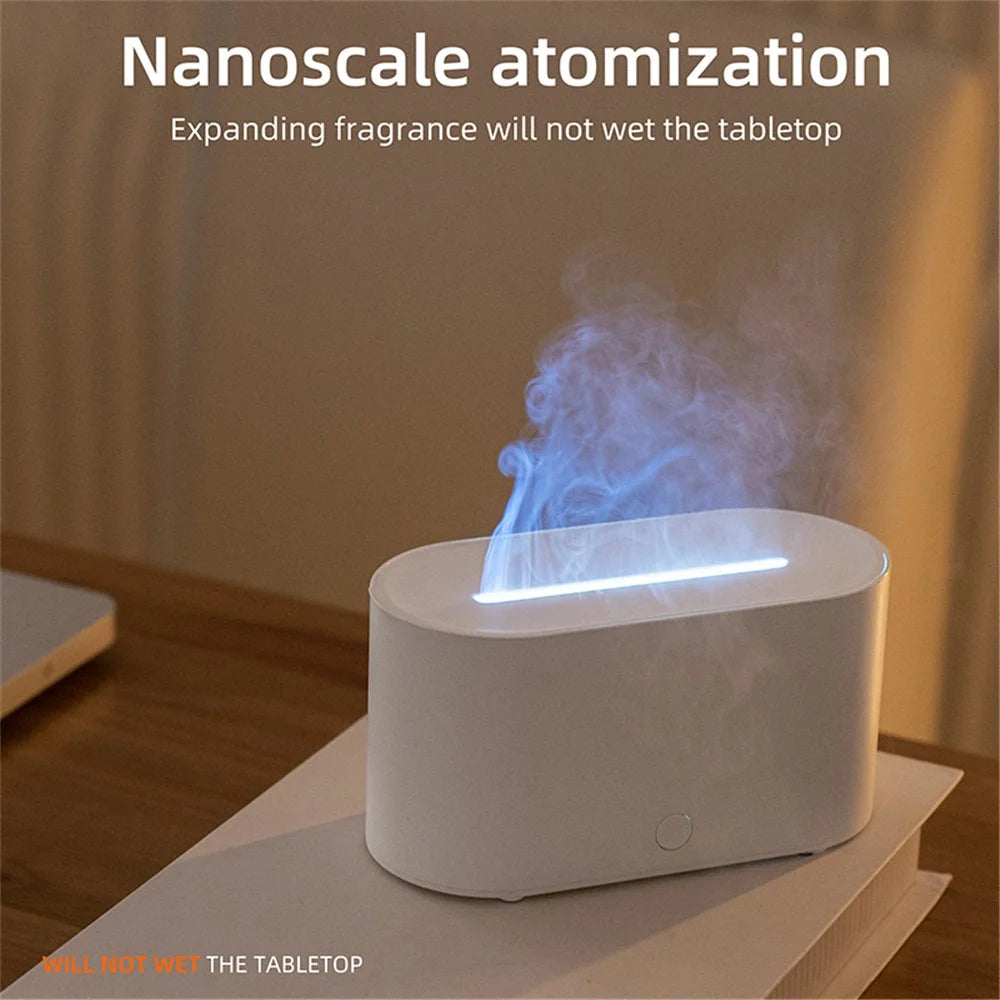 HY02 Flame Aroma Diffuser Mini Humidifier with Colorful Breathing Light - White - 5