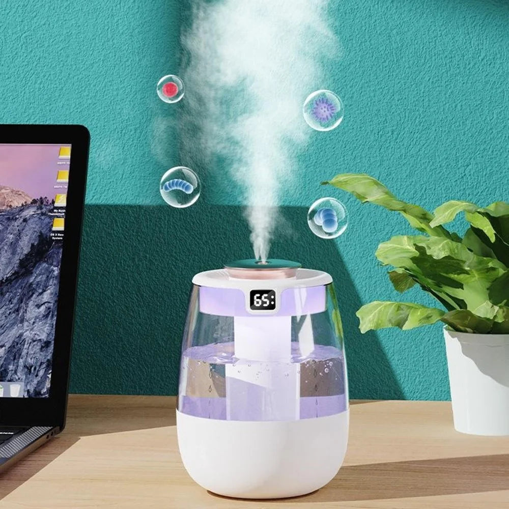 Dual Mist Desktop Air Humidifier with Humidity Display for Bedroom Office Living Room - White - 2