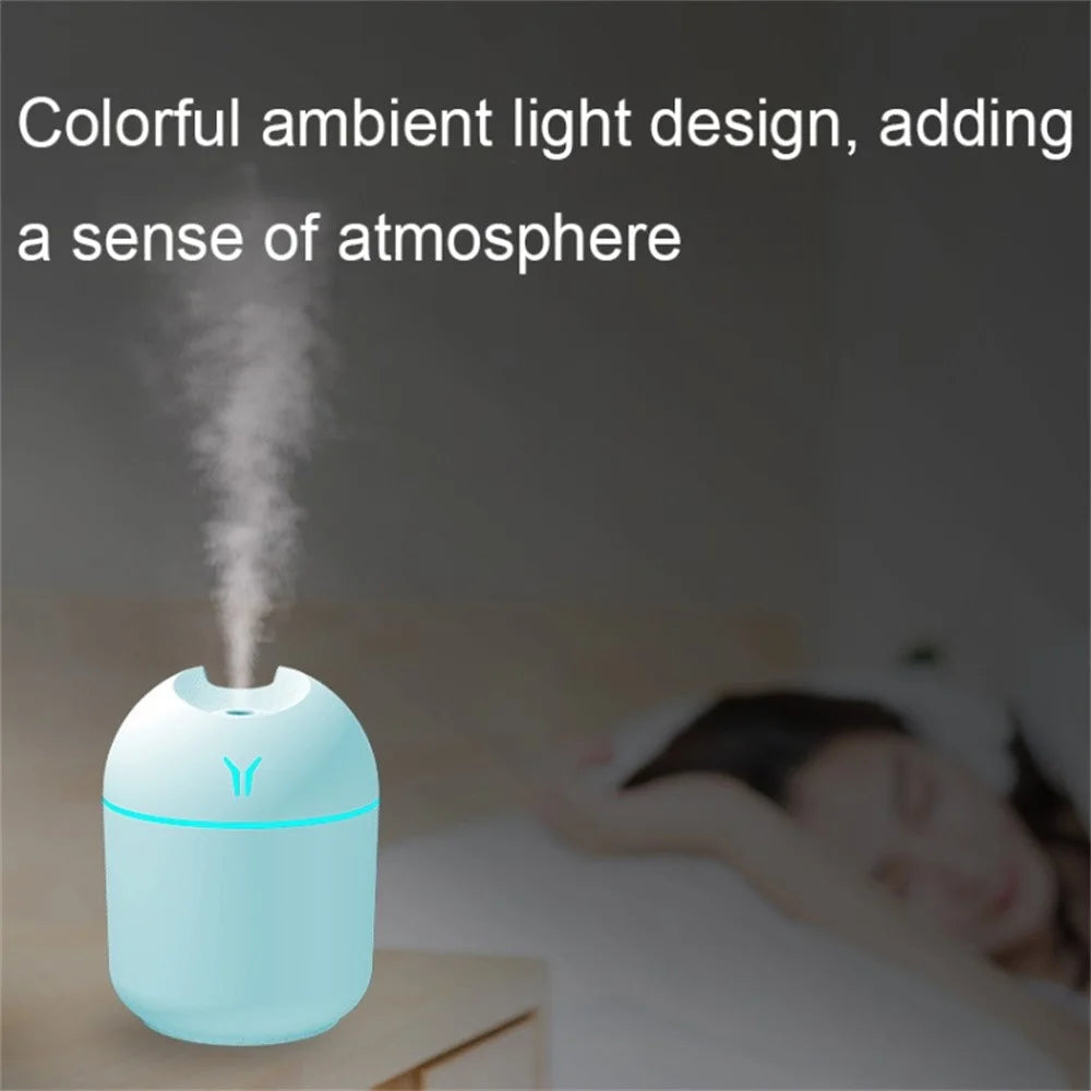 USB Mini Desktop 7 Color Night Light Car Humidifier 250ML Capacity Portable Ultrasonic Cool Mist for Home / Office / Vehicle - Blue - 3