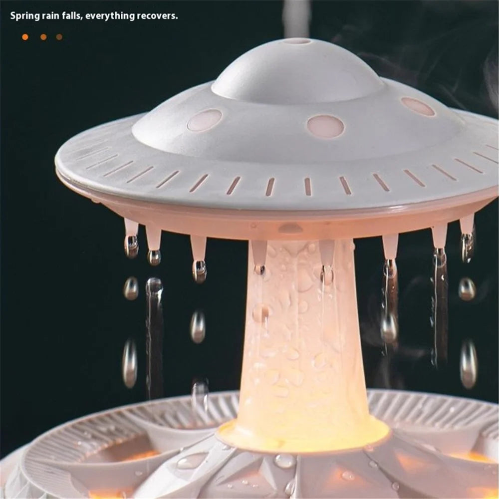 Creative Raindrop Humidifier Aroma Diffuser Indoor 7-Color LED Large Mist Ultrasonic Humidifier, EU Plug - White - 3