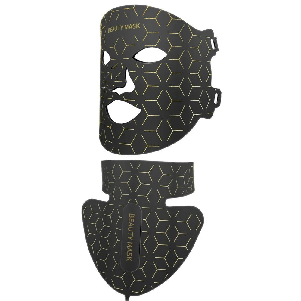 LED Light Therapy Mask 7 Color Silicone Face  /  Neck Beauty Device Skin Rejuvenation For Home Use - Black - 1