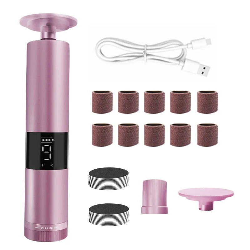 GML-21 Electric Foot File 9 Speed Levels Dead Skin Callus Remover LCD Display Pedicure Tool for Salon Home - Black - 7