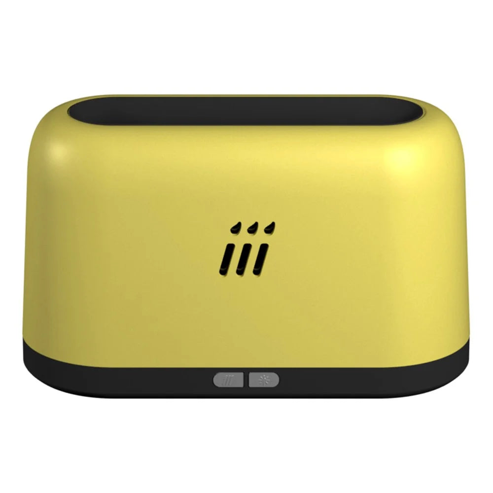 FLAME-001 Simulation Flame Aroma Air Humidifier Desktop Mist Humidifier Aromatherapy Diffuser Yellow Flame - Yellow - 1