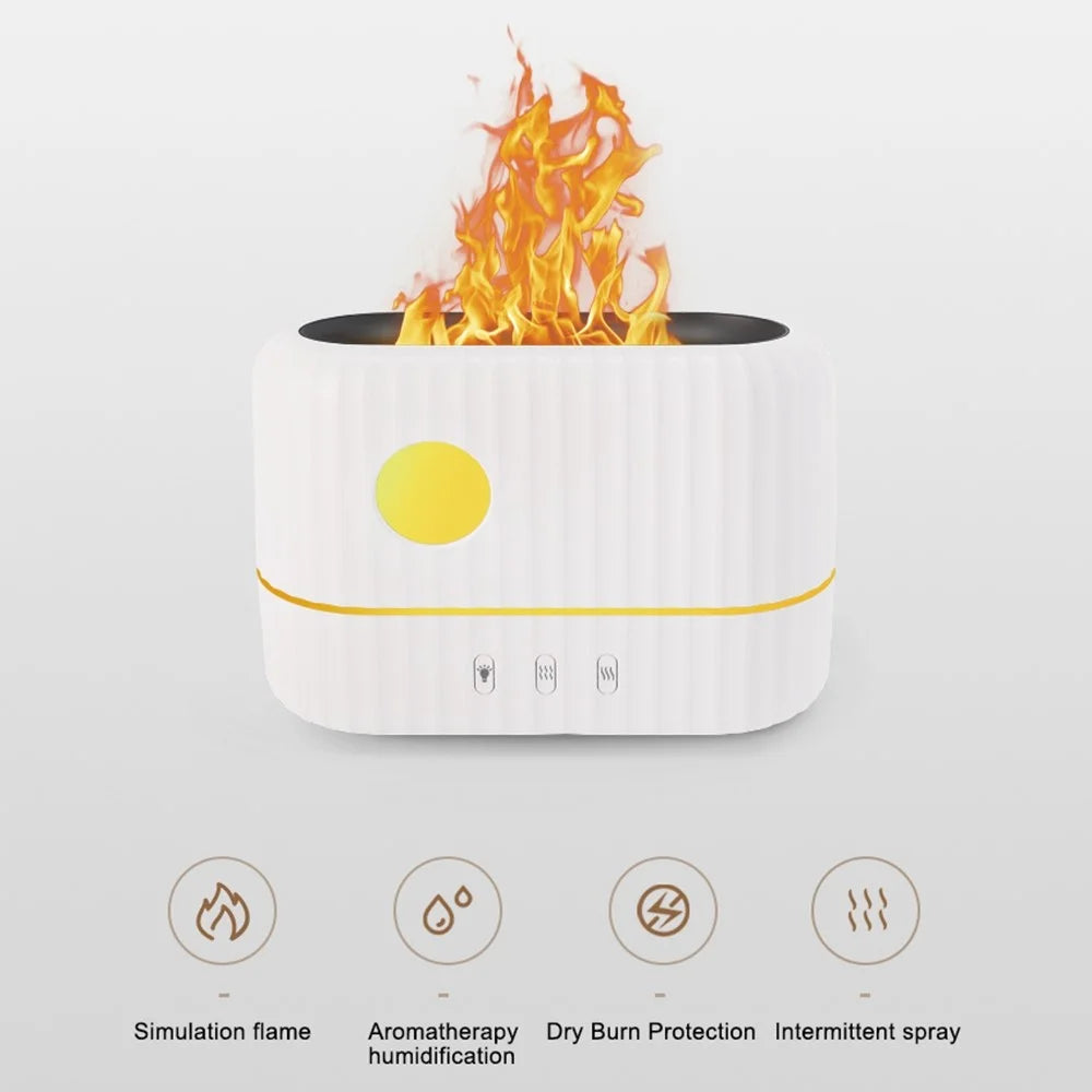 H8 Simulation Flame Aroma Air Humidifier Desktop Mist Humidifier Aromatherapy Diffuser for Home Office - White - 3