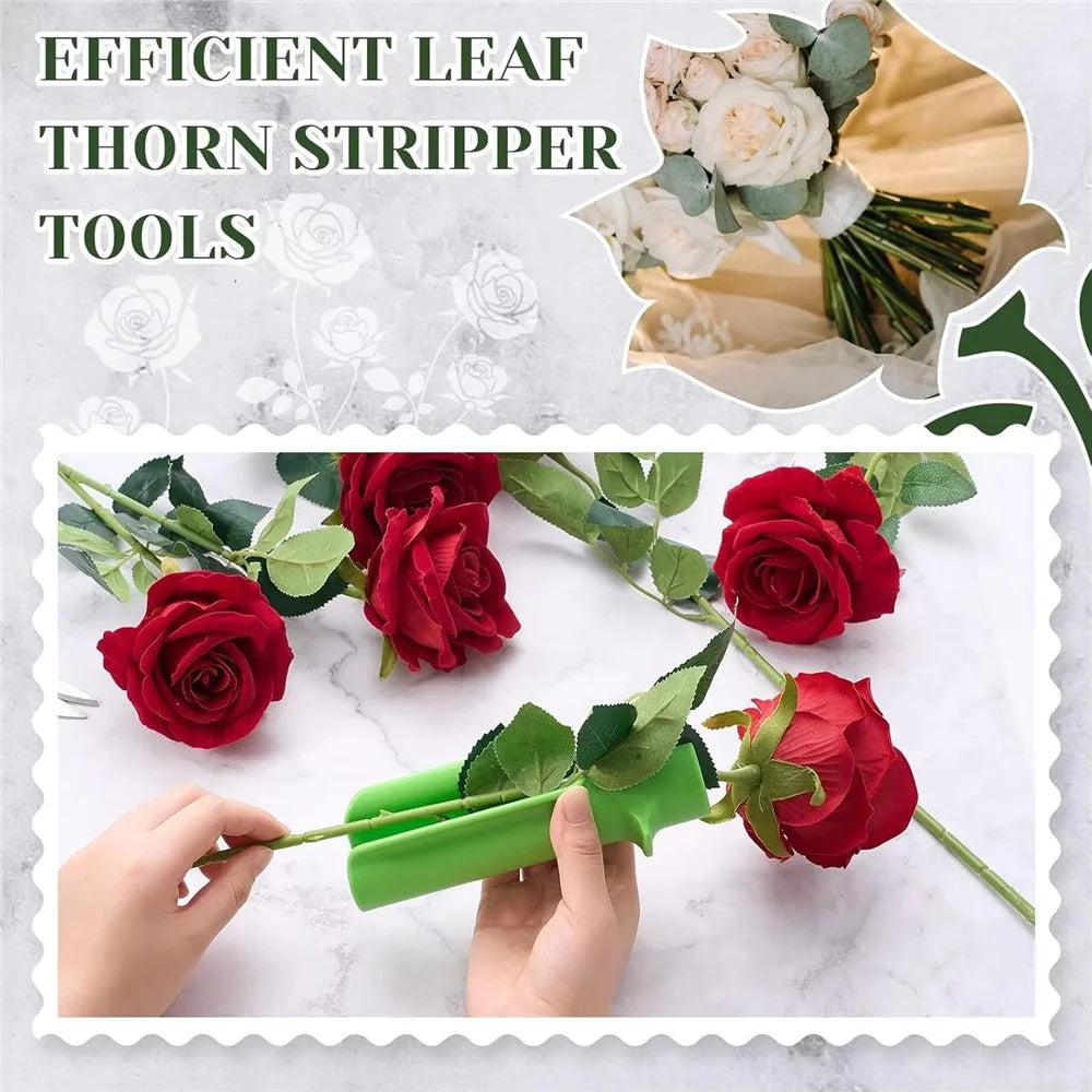 Handheld Rose Thorn Remover Portable Stem Stripper Tool for Gardening Flower Arrangement - Green - 4