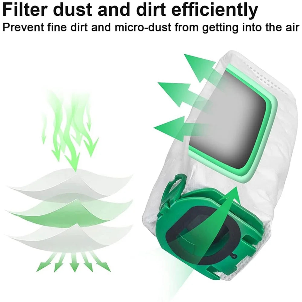 10PCS Replacement Cleaning Bags Dust Bags with Cleaning Brush for Vorwerk Kobold VB100 Vacuum Cleaner - 2