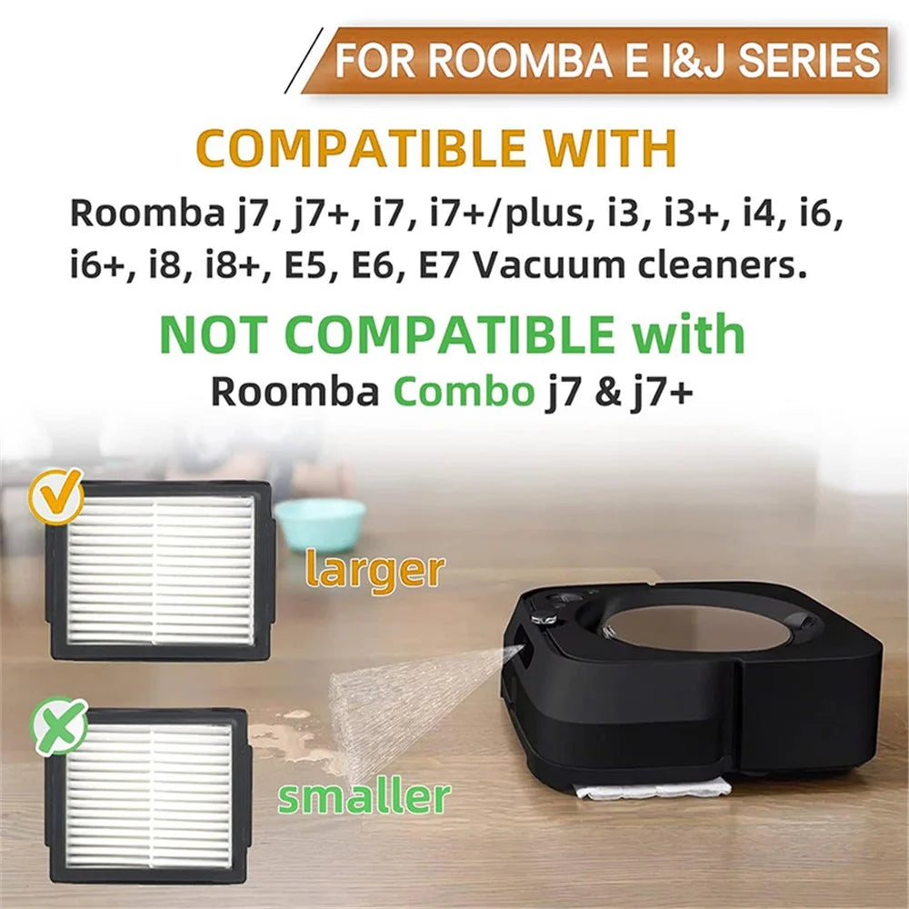 JUNSUNMAY For iRobot Roomba i3 / i3+ / i4 / i6 / i6+ / i7 / i7+ / i8 / i8+ / j7 / j7+ / E5 / E6 / E7 6Pcs Sweeper Filter with Brush - 2