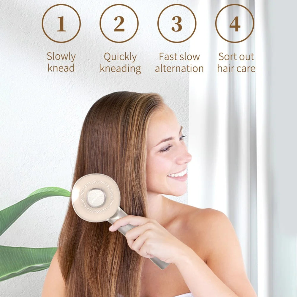 ST-1503 Electric Massage Comb EMS Red Light Hair Care Device with 4 Modes for Scalp Treatment - Gold - 2