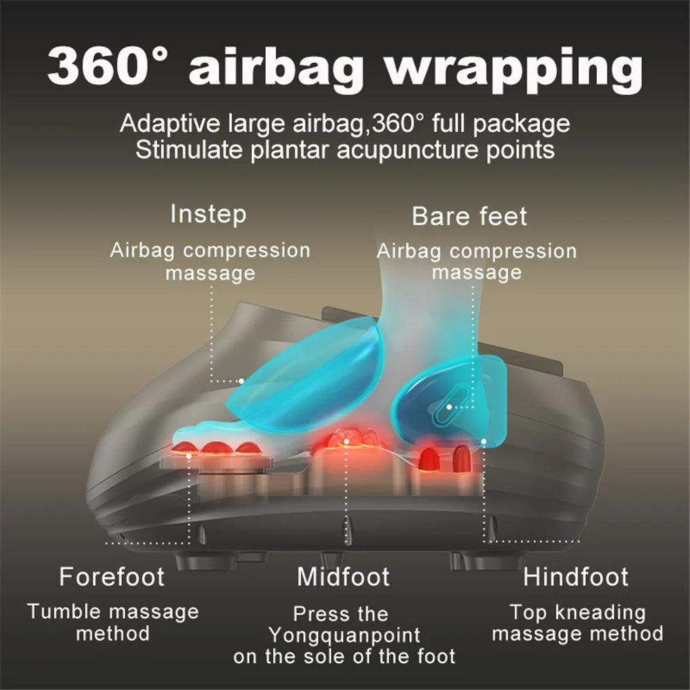 JH-ZL1 Foot Massager Heated Rolling Air Compression Feet Massager Machine with Remote - Black / US Plug - 2