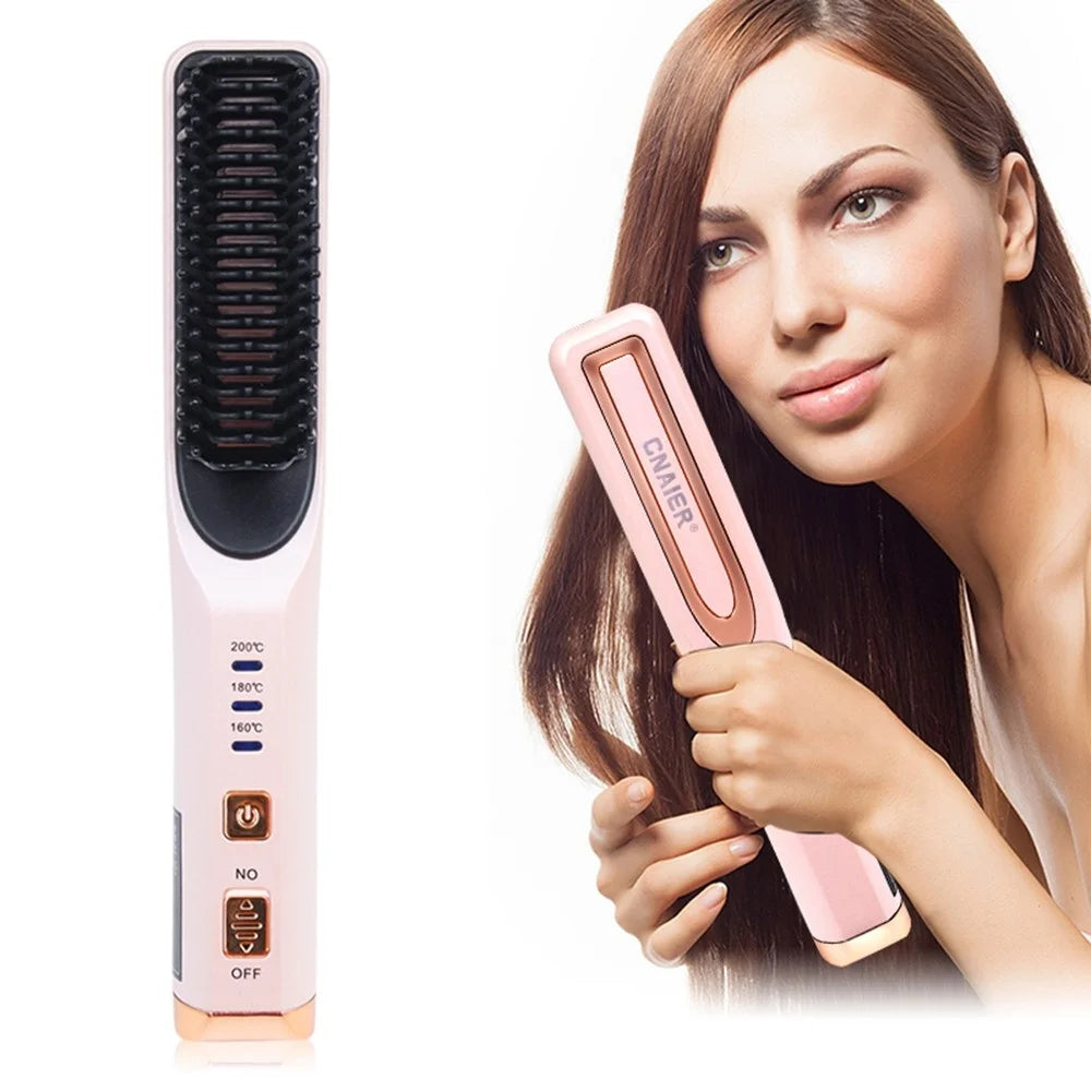 CNAIER AE506 English Version 2 In 1 Curling and Straightening Dual-use Mini Multifunction Hair Straightener Curler - Pink - 2