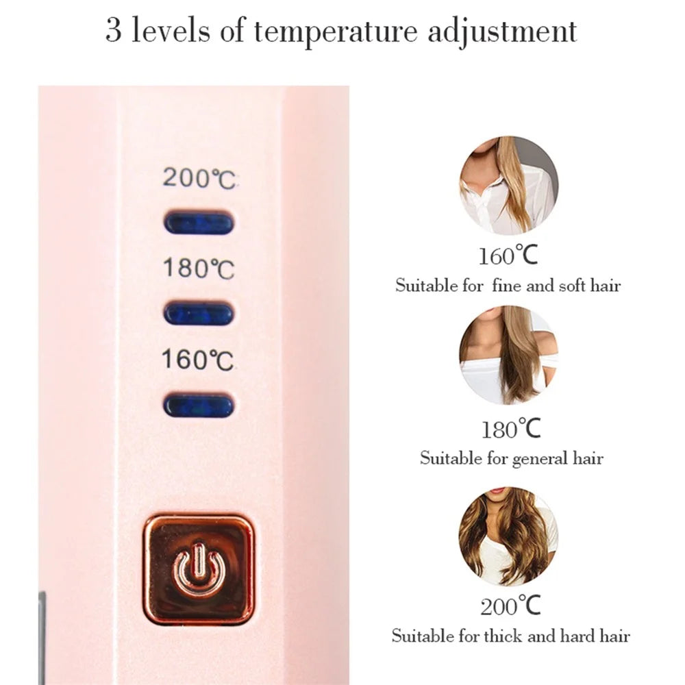CNAIER AE506 English Version 2 In 1 Curling and Straightening Dual-use Mini Multifunction Hair Straightener Curler - Pink - 5