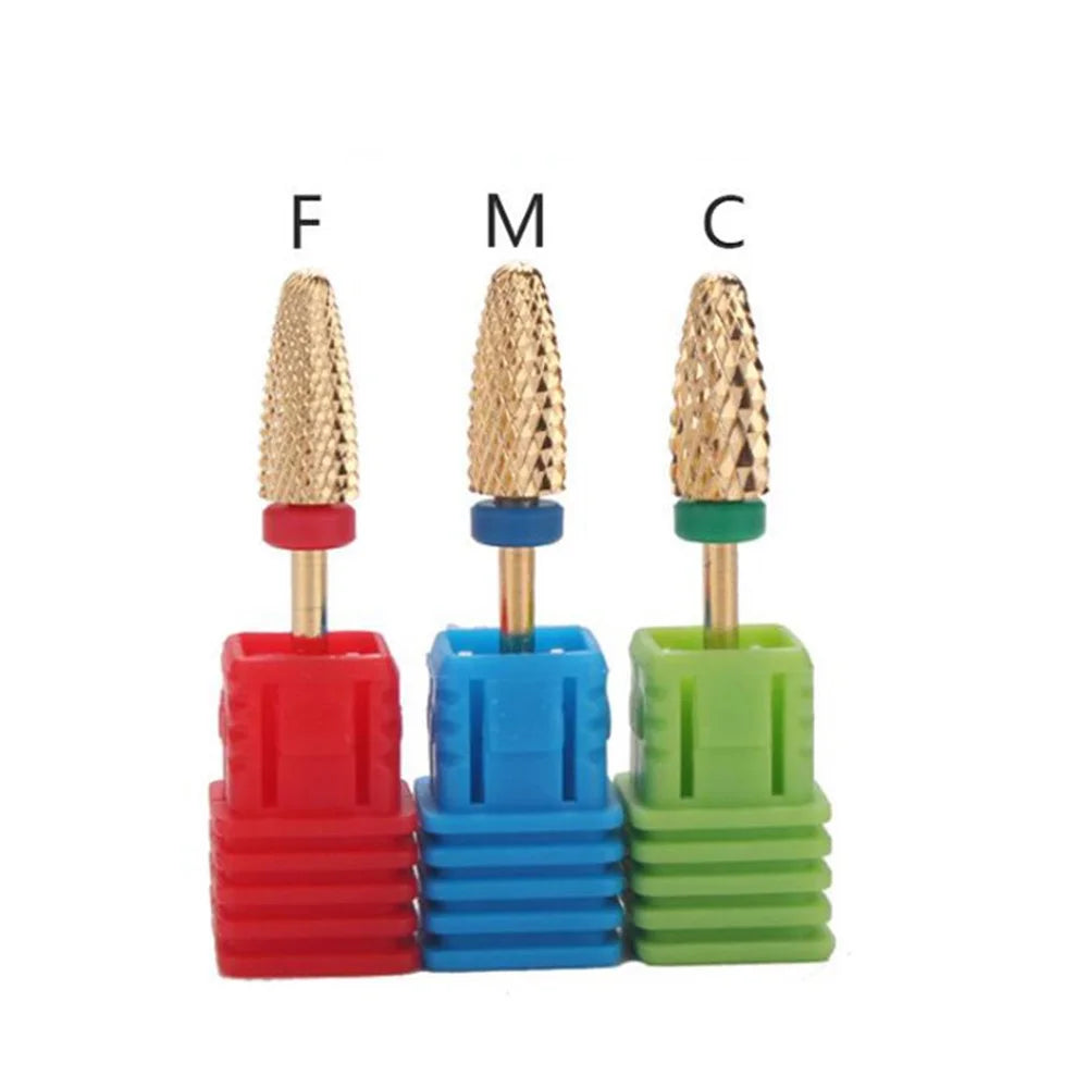 Bullet-Shaped Gold Tungsten Steel Nail Bit Manicure Pedicure Nail File Hand Foot Care Tool for Nail Grind Trim Polish - Fine Type - 4