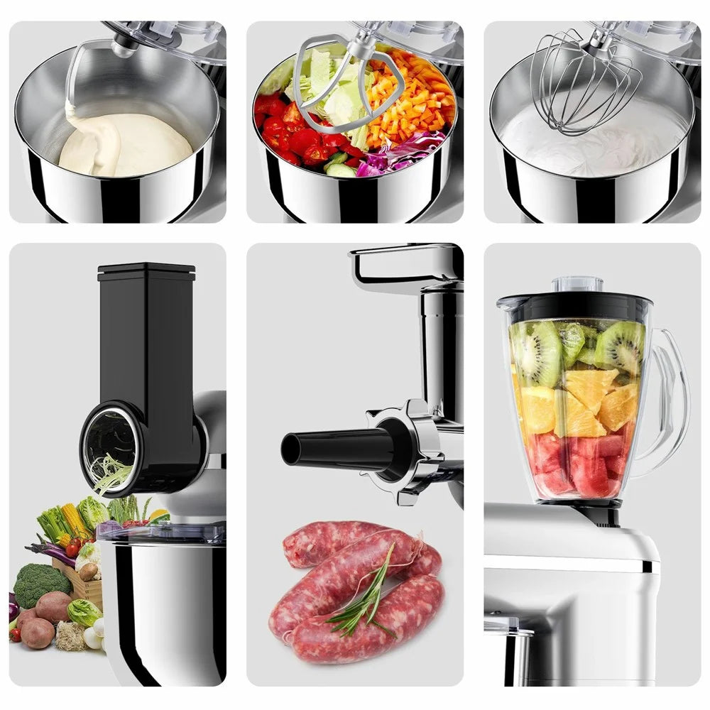 5.5L Multifunctional Kitchen Stand Mixer 5 in 1 Dough Kneader Food Processor for Baking Cooking (BPA Free, No FDA) - EU Plug - 5