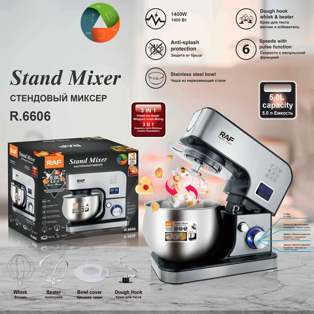 RAF R6606 Stand Mixer Multifunctional Automatic Dough Kneader Egg Beater Cream Whipper (BPA Free, No FDA) - EU Plug - 2