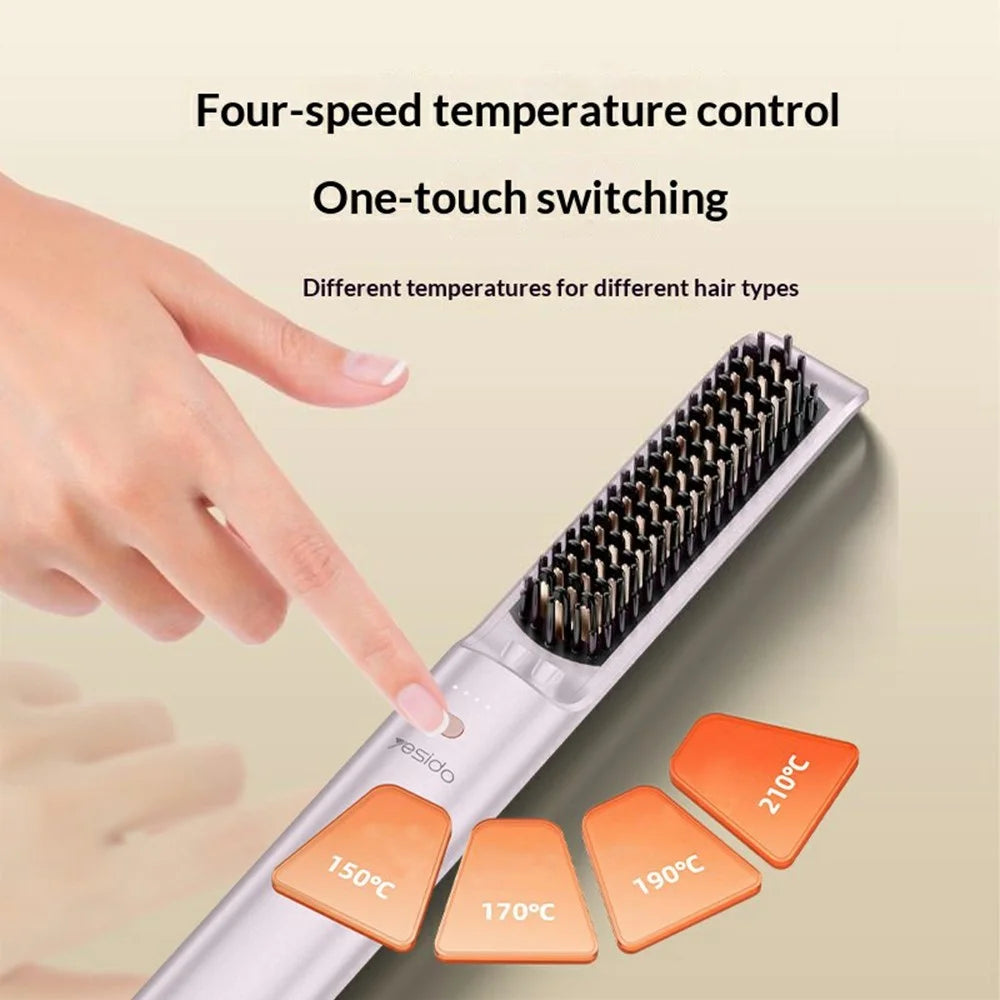 YESIDO MG33 EU Plug Hair Straightener Brush Smart Temperature Control Negative lon Hair Straightening Comb - 3