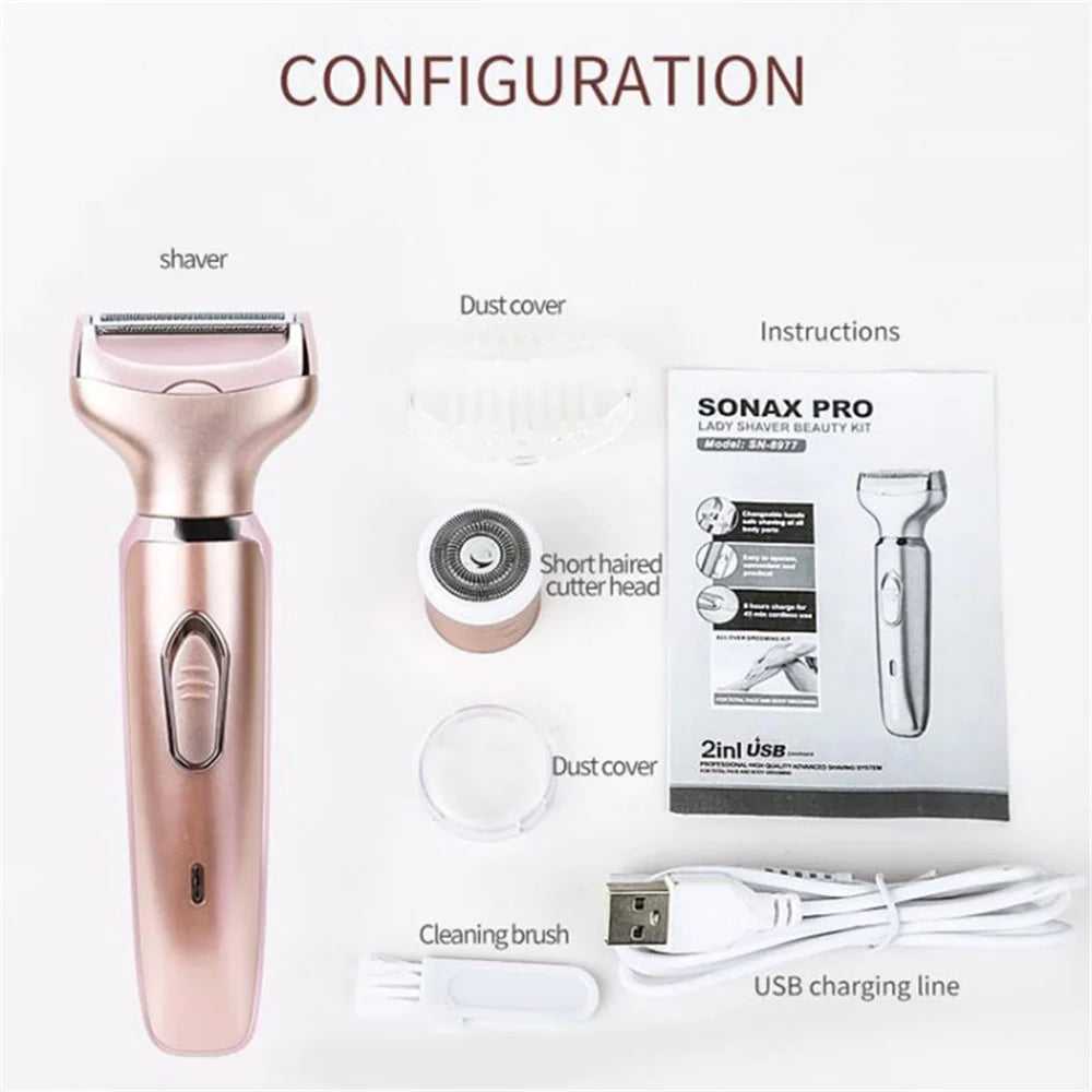 SONAX PRO SN-8977 Electric Shaver 2-in-1 Womens Electric Razor Waterproof Hair Removal Kit - 7
