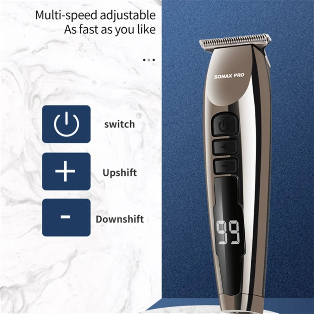 SONAX PRO SN-8099 Digital Display Hair Clipper Battery Powered Portable Hair Trimmer for Barber Shop (without Oil Bottle) - 3