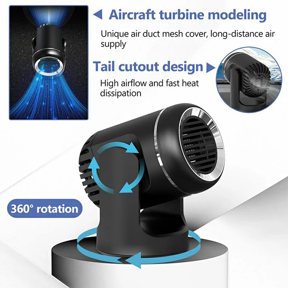 24V Car Heater Windshield Defrosting Defogging 360-Degree Rotating Vehicle Interior Heating Fan - Black - 5