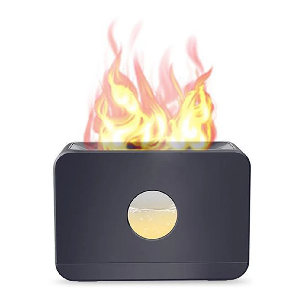 E126 220ml Flame Light Humidifier Air Aroma Humidifier with Remote Control for Home Office SPA Yoga - Black / Red Light - 1