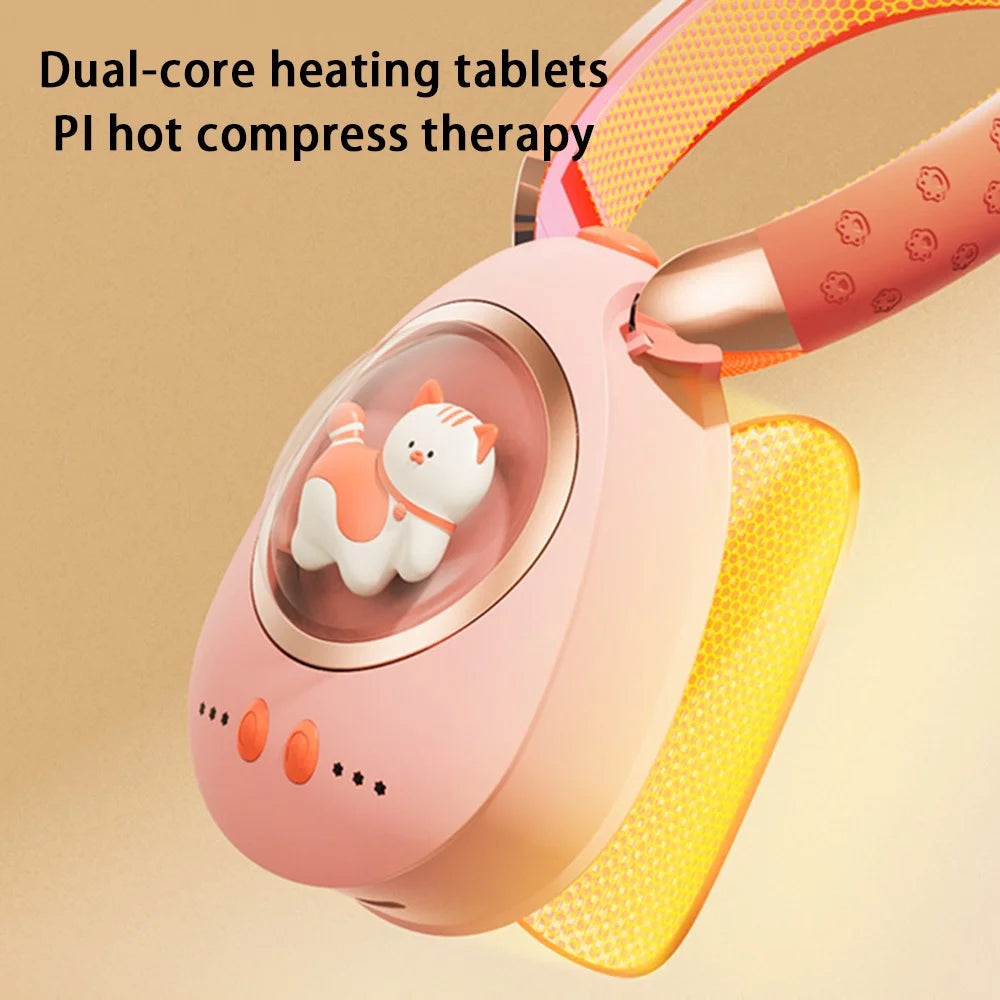 N1 2-in-1 5000mAh Fast Heating Cartoon Cat Hand Warmer Hot Compress Neckband - Pink - 5