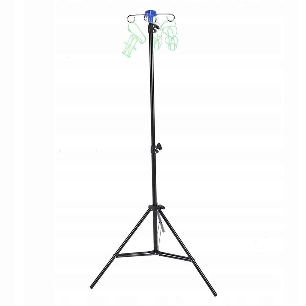 IV Drip Bag Stand Aluminum Alloy Foldable Base Adjustable Height IV Pole Stand with 4 Hooks - 1