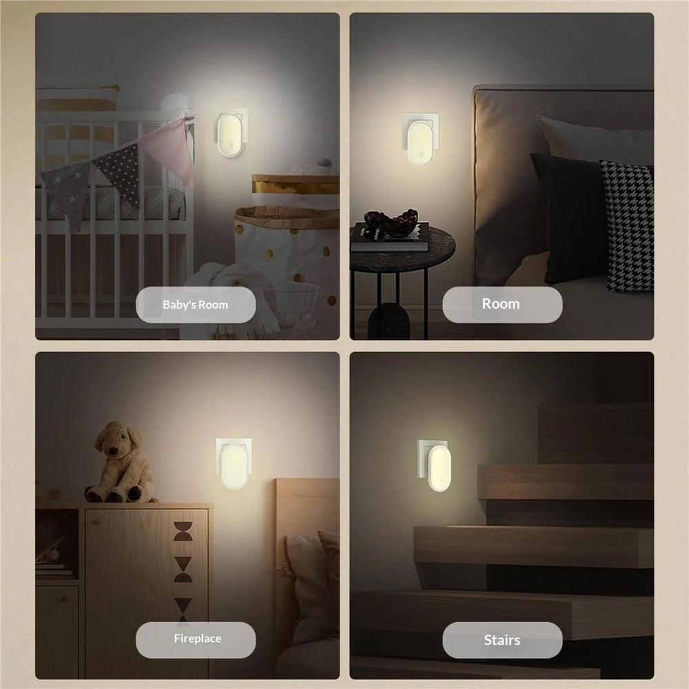 LDNIO Y1-1 0.5W Plug-in LED Night Light Auto Switch 3500K Warm White Light for Bedroom Hallway - White  /  EU Plug - 3