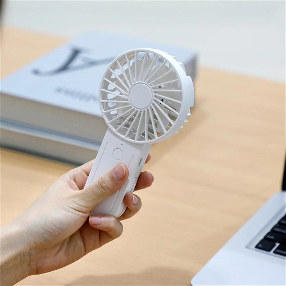 Y7 Mini USB Rechargeable Hand-held Desktop Fan Summer 3-Speed Cooling Fan with Telescopic Hook - White - 4