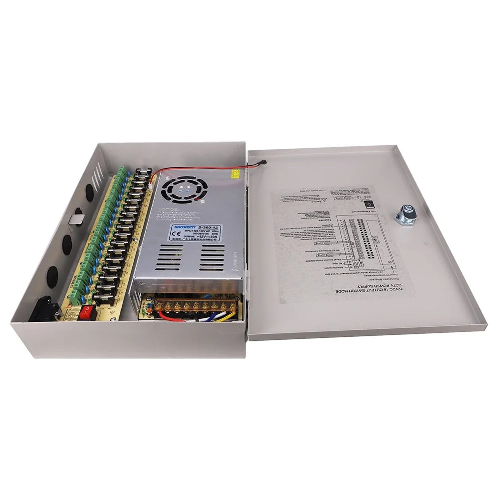 SOMPOM 12V 30A DC Distributed Power Supply Box with 18 Channel Output for CCTV LED and All 12V DC Devices - 7