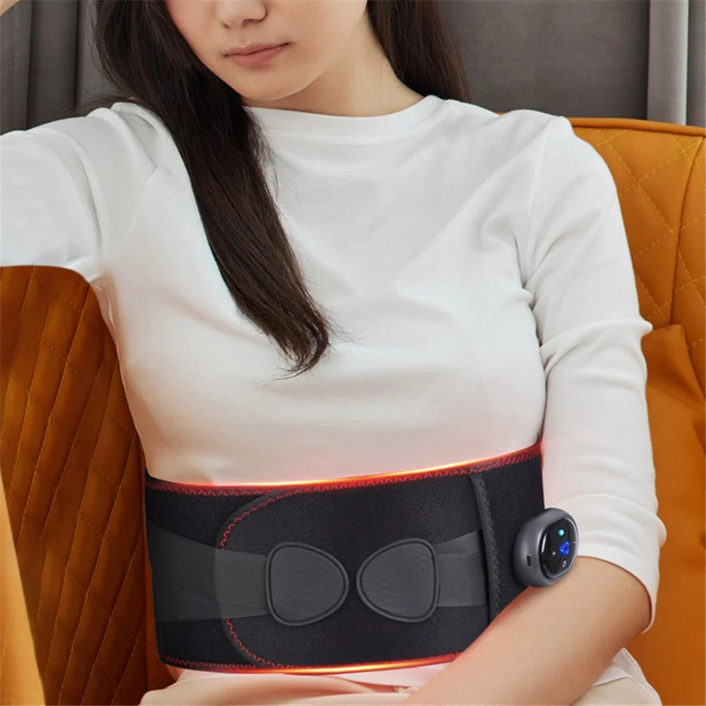 D108 Electric Heating Vibration Massager Waist Belt Hot Compress Abdomen Uterus Warm Waistband - Black - 3