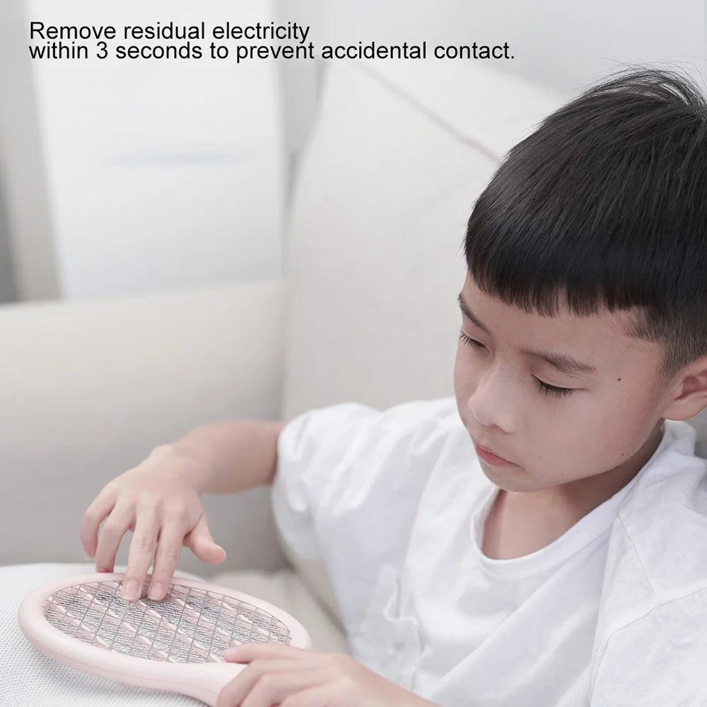 SOTHING Mini Electric Mosquito Swatter USB Rechargeable Handheld Fly Killer Racket with LED Light - White - 5