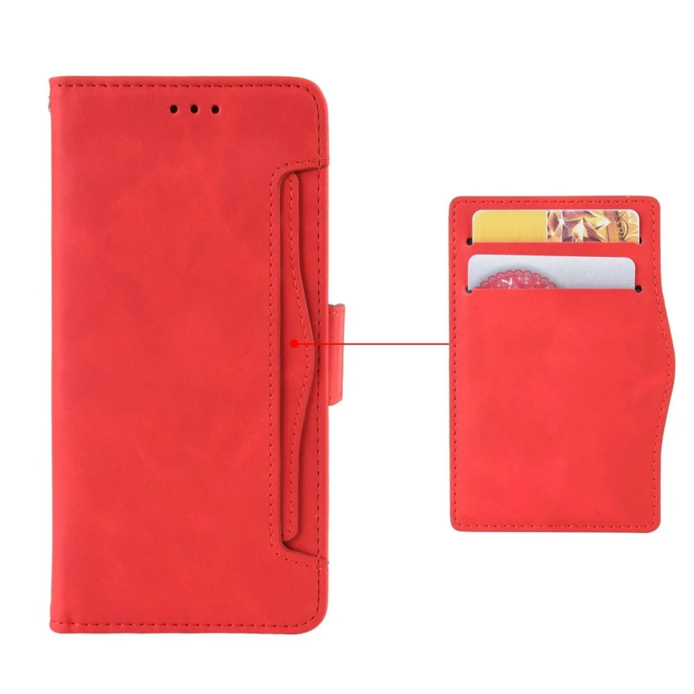 For iPhone 14 Pro 6.1 inch Multiple Card Slots Stand Cell Phone Case Anti-dust PU Leather Cover Wallet - Red - 4