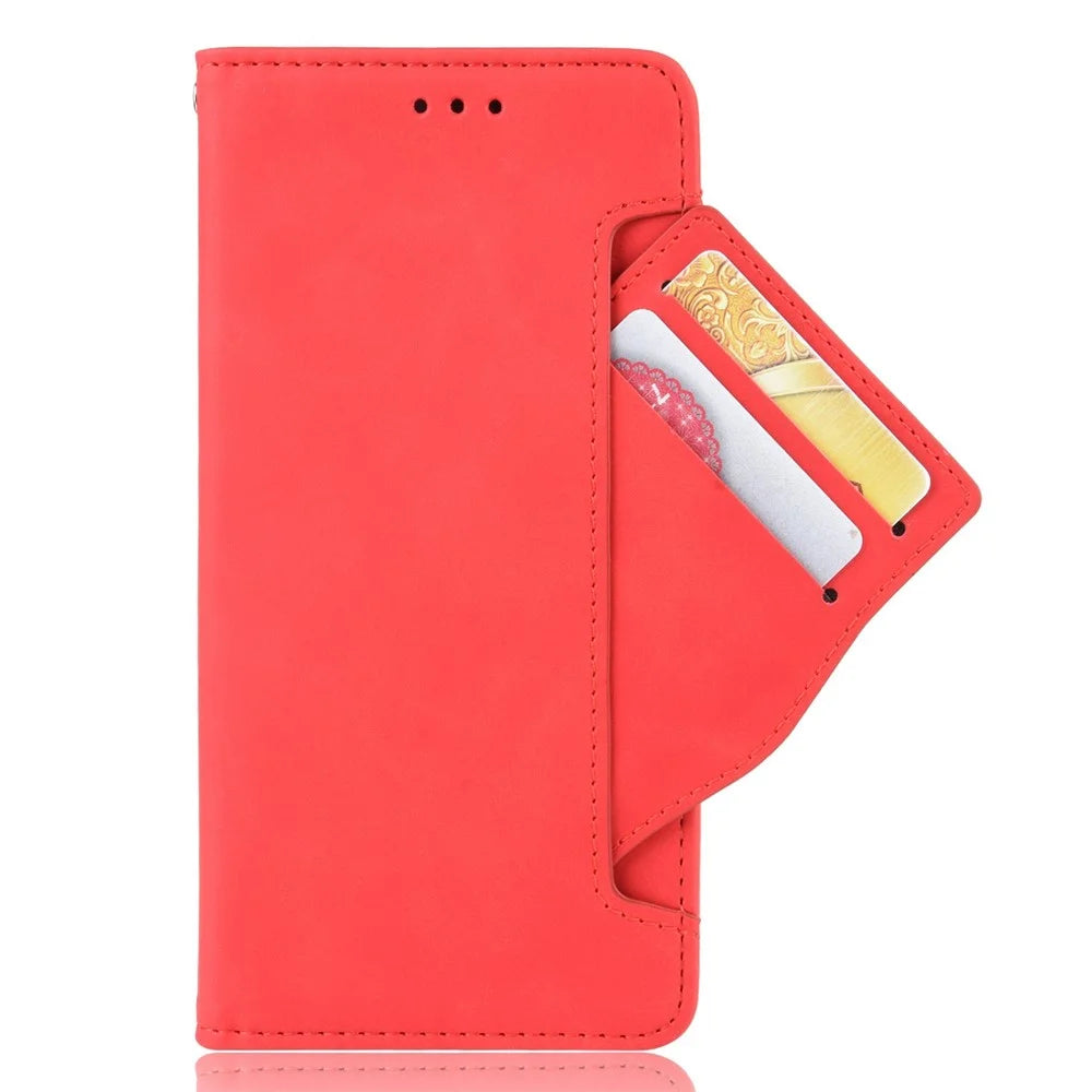 For iPhone 14 Pro 6.1 inch Multiple Card Slots Stand Cell Phone Case Anti-dust PU Leather Cover Wallet - Red - 7