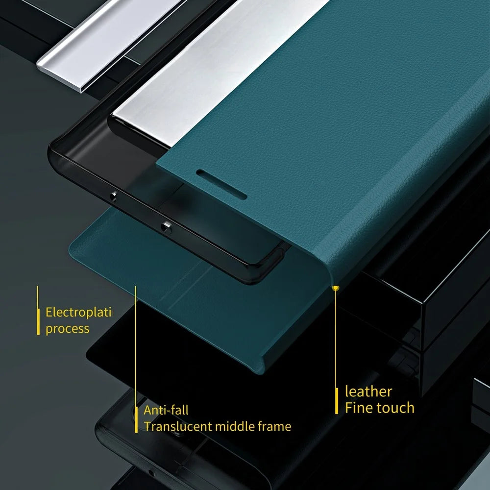 For iPhone 14 Pro Max 6.7 inch Scratch Resistant PU Leather Stand Case Electroplating Phone Cover - Green - 5
