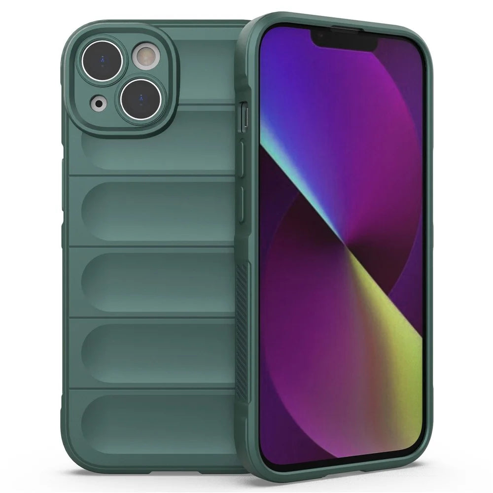 For iPhone 14 6.1 inch Soft TPU Case Rugged Back Shock Absorption Mobile Phone Protector Cover - Green - 1
