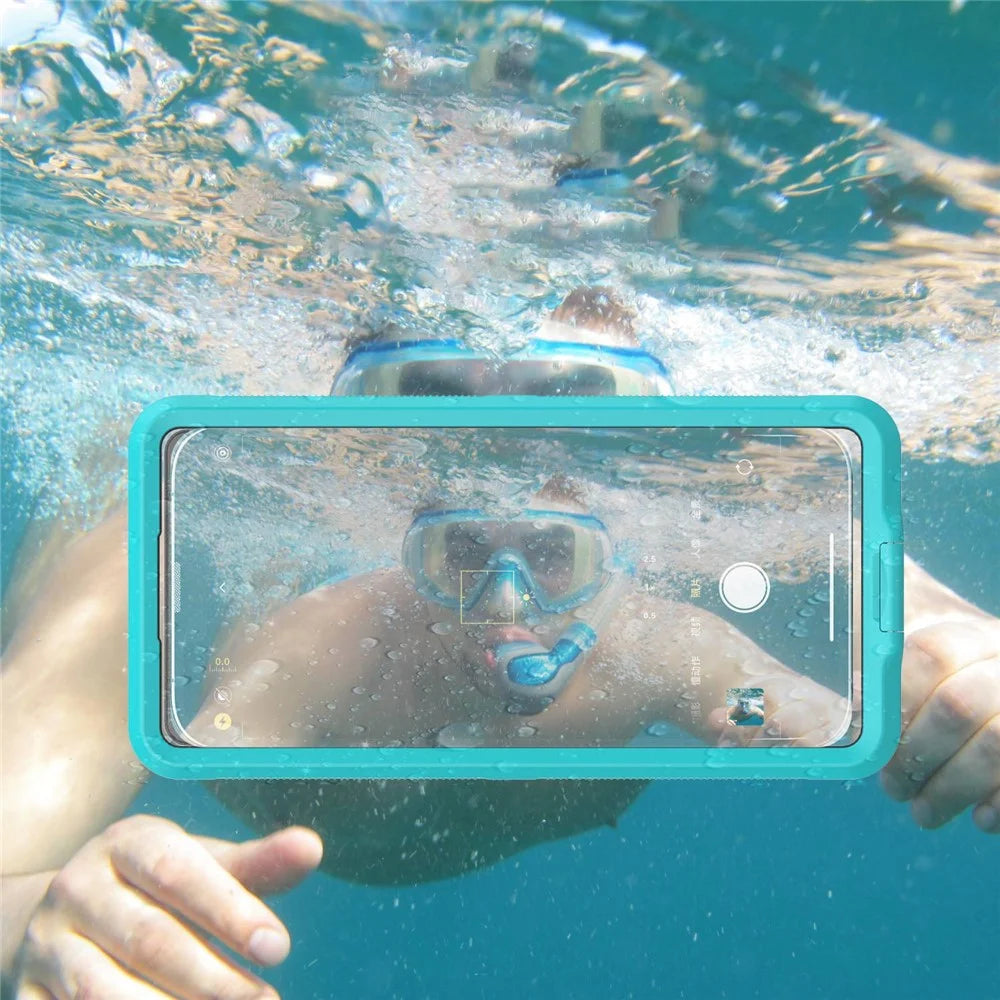 IP68 Waterproof Case for iPhone 13-15 Touch Screen Full Seal Underwater Phone Protective Cover for 5.8 - 7 inch - Blue - 3