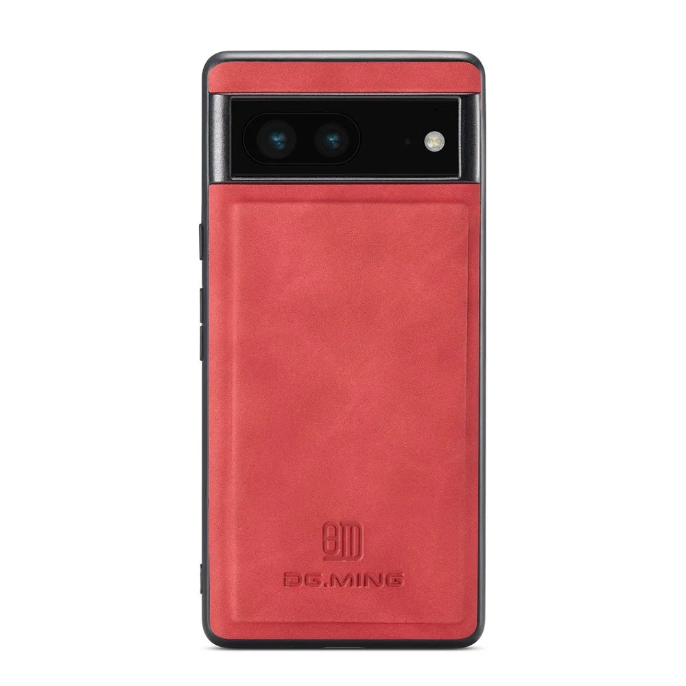 DG.MING M1 Series For Google Pixel 7 5G Magnetic 2-in-1 Wallet PC+TPU+PU Leather Phone Protective Case - Red - 5