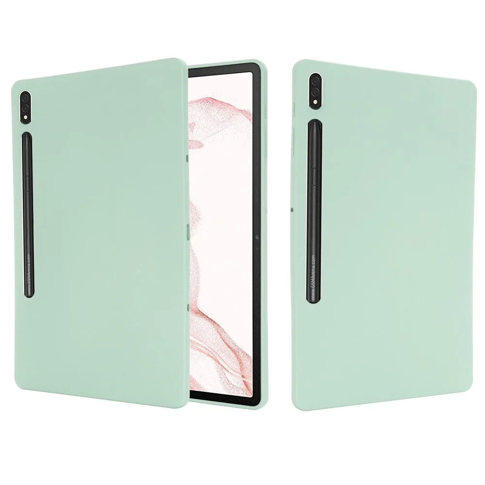 For Samsung Galaxy Tab S8+ / Tab S7+ Liquid Silicone Tablet Case Soft Microfiber Lining Anti-Scratch Cover - Green - 2