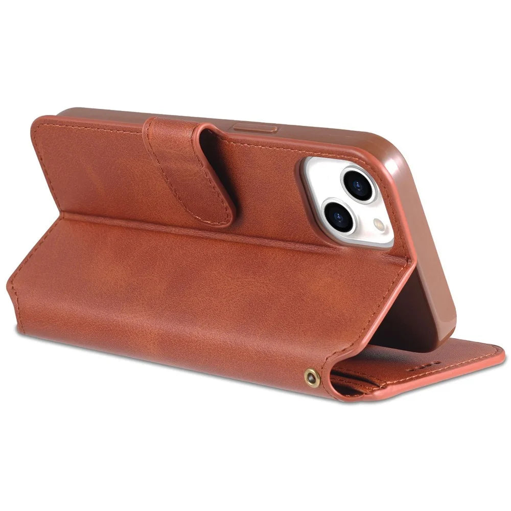 AZNS PU Leather Case for iPhone 14 Plus 6.7 inch, Stand Wallet Scratch Resistant Magnetic Flip Folio Phone Cover - Brown - 4