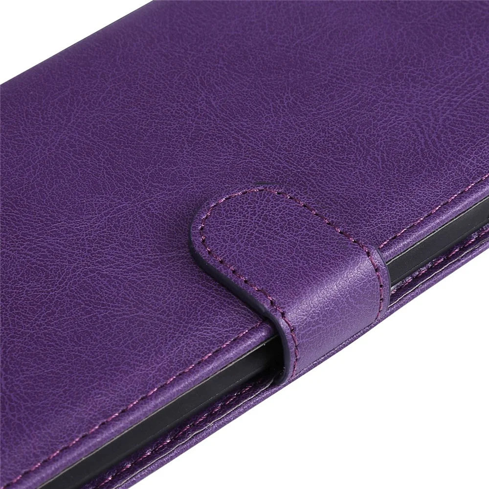 For iPhone 14 Pro Max Case Solid Color Leather Mobile Cover Wallet Stand with Strap - Purple - 7