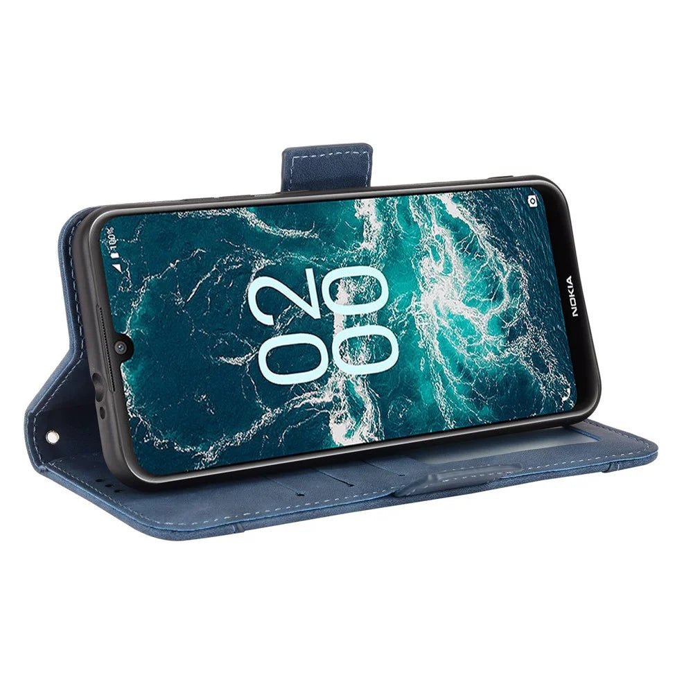 For Nokia C200 4G Multiple Card Slots Phone Full-protection Case Double Magnetic Clasp PU Leather Stand Wallet Cover - Blue - 3