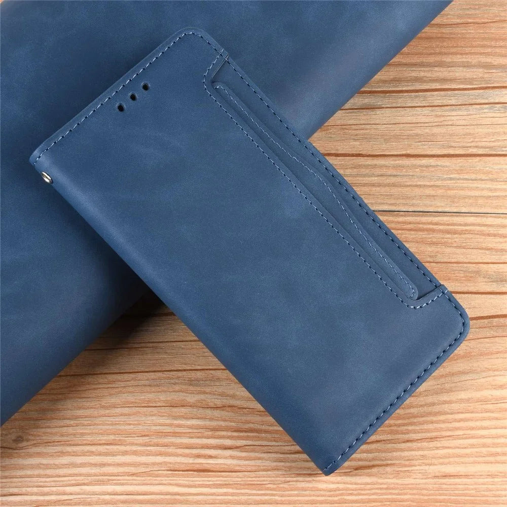 For Nokia C200 4G Multiple Card Slots Phone Full-protection Case Double Magnetic Clasp PU Leather Stand Wallet Cover - Blue - 5