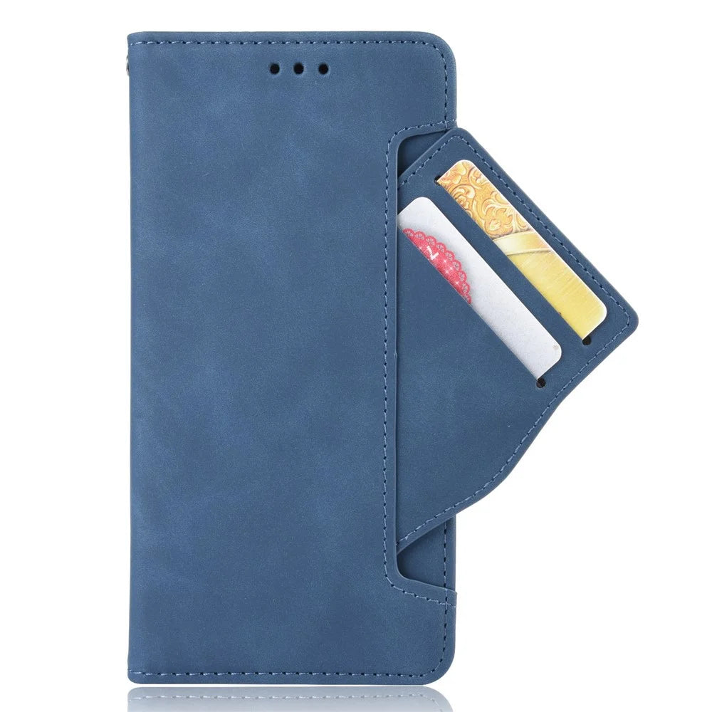 For Nokia C200 4G Multiple Card Slots Phone Full-protection Case Double Magnetic Clasp PU Leather Stand Wallet Cover - Blue - 6