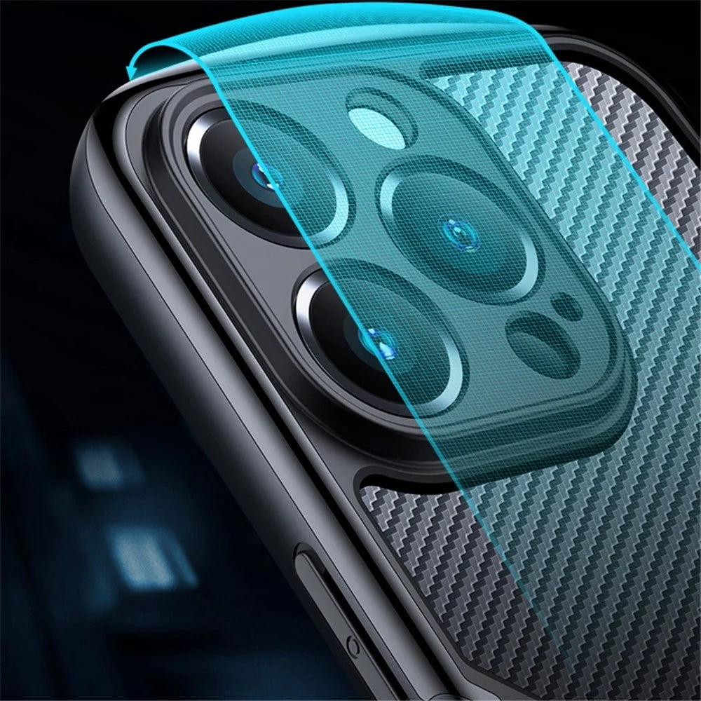 XUNDD Carbon Fiber Texture Phone Case for iPhone 13 Pro 6.1 inch, Reinforced Four Corner Scratch-resistant Matte Shell with Integrated Camera Cover - Black - 3